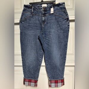 Lane Bryant Blue Cropped Jeans with Plaid Cuffs